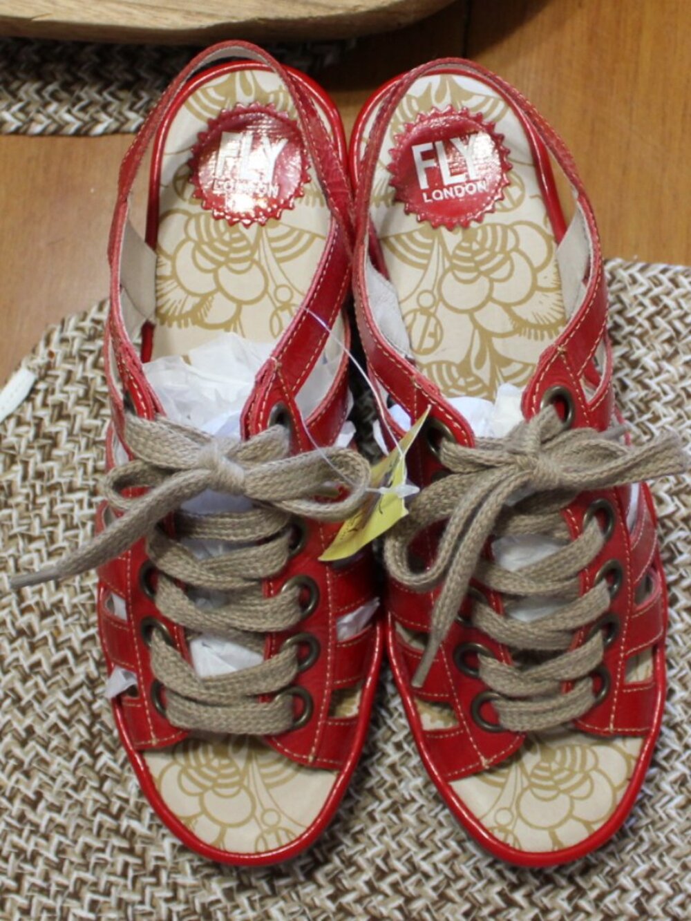 NWT Fly London YITO red leather lace from wedges size 40 (women's 9.5 to 10) - Picture 8 of 14